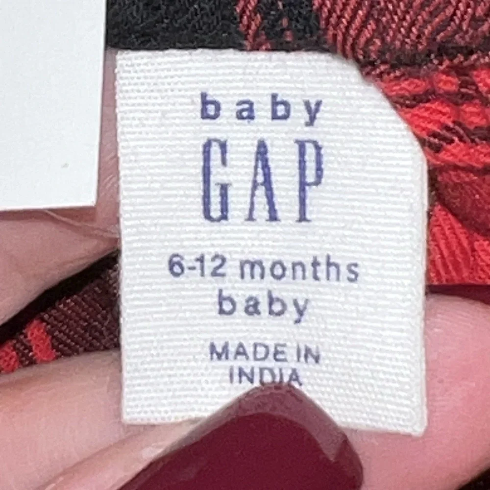 Baby Gap‎ Girls 6-12 Months Red /Black Buffalo Plaid Flannel Ruffle Tiered Dress